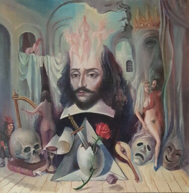 Painting titled "Портрет Шекспира" by Vladimir Zhuk, Original Artwork, Oil
