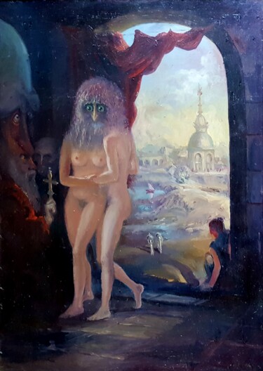Картина под названием "Муж и жена одна сат…" - Владимир Жук, Подлинное произведение искусства, Масло
