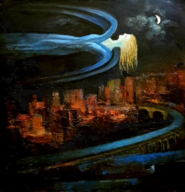 Картина под названием "Ночная фея." - Владимир Жук, Подлинное произведение искусства, Акрил