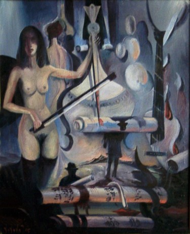 Painting titled "репетиция" by Vladimir Zhuk, Original Artwork, Oil