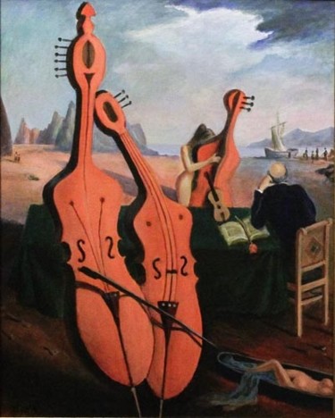 Painting titled "урок музыки" by Vladimir Zhuk, Original Artwork, Oil