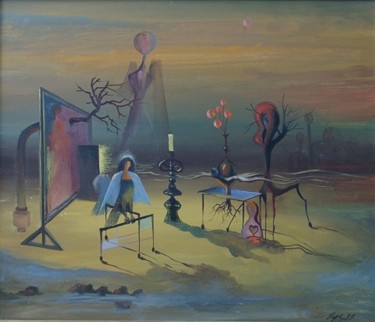 Картина под названием "птица феникс" - Владимир Жук, Подлинное произведение искусства, Масло