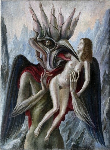 Картина под названием "душа и дьявол" - Владимир Жук, Подлинное произведение искусства, Масло