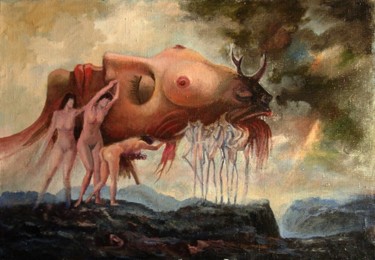 Malerei mit dem Titel "изгнание дьявола" von Vladimir Zhuk, Original-Kunstwerk, Andere
