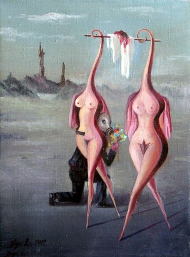 Картина под названием "букет для любимой" - Владимир Жук, Подлинное произведение искусства, Масло