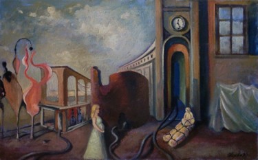 Картина под названием "время бремени" - Владимир Жук, Подлинное произведение искусства, Масло