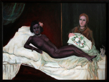 Картина под названием "Шоколадная Олимпия" - Владимир Жук, Подлинное произведение искусства, Акрил