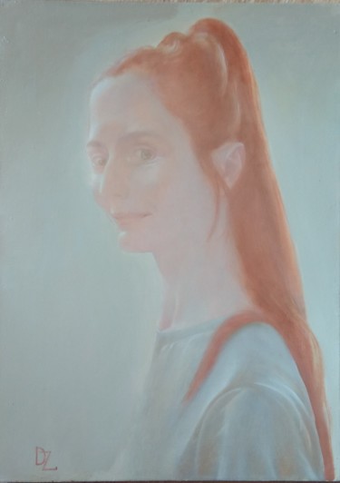 Painting titled "Portrait of a girl…" by Vlad Dziuba, Original Artwork, Oil