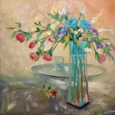 Картина под названием "Цветы отдыхают" - Влад Судницкий, Подлинное произведение искусства, Масло