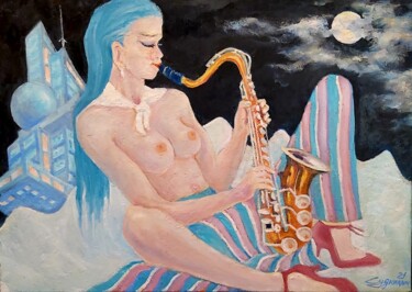 Peinture intitulée "В гармонии с музыкой" par Vlad Sudnitskii, Œuvre d'art originale, Huile