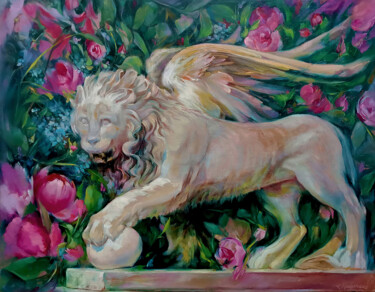 Painting titled "Lord of  Roses" by Vlada Kadymova, Original Artwork, Oil Mounted on Wood Stretcher frame