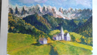Peinture intitulée "Альпийская глубинка" par Vlada Volnovskaia, Œuvre d'art originale, Gouache