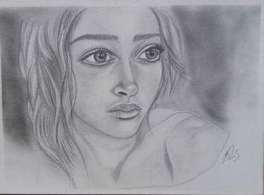 Drawing titled "Young girle" by Vladimir Vlad, Original Artwork, Pencil