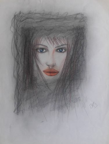 Drawing titled "woman#01" by Vladimir Vlad, Original Artwork, Pencil