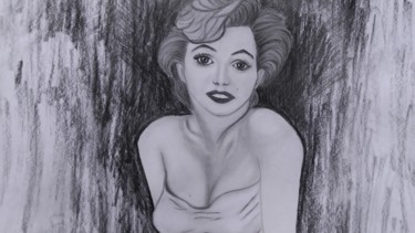 Drawing titled "Marilyn Monroe" by Vladimir Vlad, Original Artwork, Charcoal