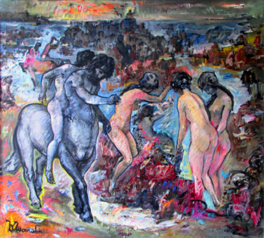 Painting titled "Myth of the Sea," by Asatiani Vladimer (Lado), Original Artwork, Oil