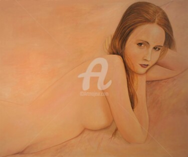 Painting titled "Girl" by Vladimir Amochkin, Original Artwork, Oil