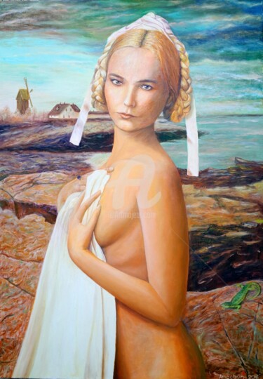 Painting titled "Голландка" by Vladimir Amochkin, Original Artwork, Oil