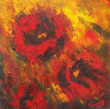Painting titled "Poppies  Маки" by Vladimir Andryushin, Original Artwork, Oil Mounted on artwork_cat.