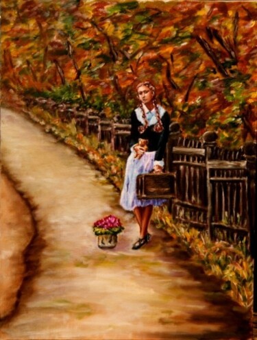 Картина под названием "Цветочница" - Владимир Бондаренко, Подлинное произведение искусства, Масло