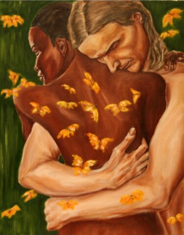 Картина под названием "Жёлтые бабочки" - Владимир Бондаренко, Подлинное произведение искусства, Масло