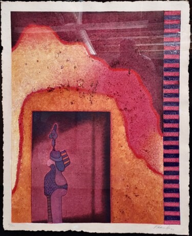 Картина под названием "Interior" - Vladimir Cora, Подлинное произведение искусства, Монотип Установлен на Деревянная панель