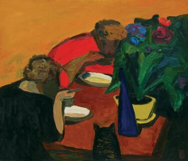 Картина под названием "Едоки супа" - Владимир Дайбов, Подлинное произведение искусства