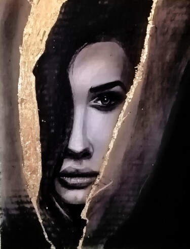 Painting titled "Face" by Vladimir Frolov, Original Artwork, Charcoal