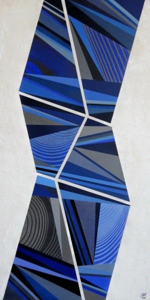 Malerei mit dem Titel "Tumbao (Bleu africa…" von Théo Golb, Original-Kunstwerk, Acryl