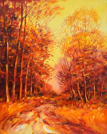 绘画 标题为“Осенний лес” 由Владимир Гурбо, 原创艺术品, 油 安装在木质担架架上