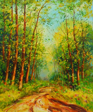 제목이 "Лесная дорожка"인 미술작품 Владимир Гурбо로, 원작, 기름 나무 들것 프레임에 장착됨