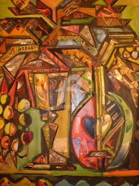 Картина под названием "Осенний кубок" - Vladimir Ilitch Kobylinsky, Подлинное произведение искусства, Масло