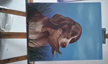 Картина под названием "Собака" - Владимир Илюшенко, Подлинное произведение искусства, Масло
