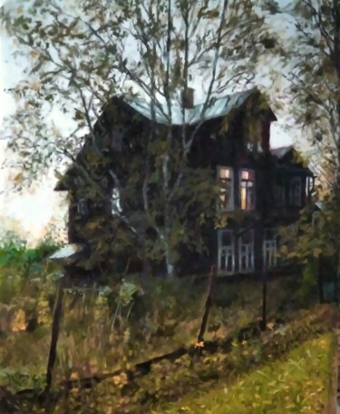 Peinture intitulée "Old house in Pavlov…" par Vladimir Koshkin, Œuvre d'art originale, Huile