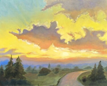 Картина под названием "Emotional sunset" - Vladimir Kristinkov, Подлинное произведение искусства, Масло