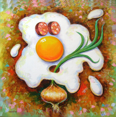 Painting titled "Breakfast" by Vladimir Lutsevich, Original Artwork, Oil