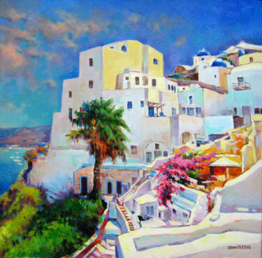 Painting titled "Santorini" by Vladimir Lutsevich, Original Artwork, Acrylic