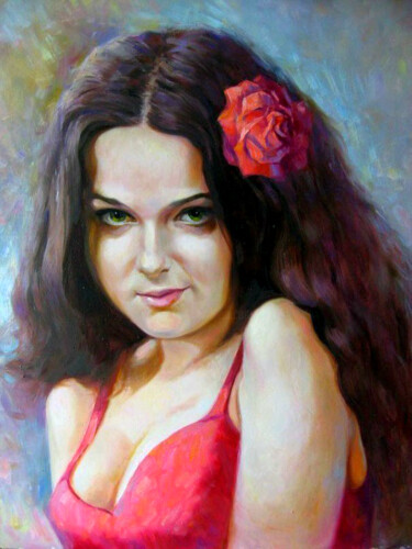 Pittura intitolato "Portrait of a sexy…" da Vladimir Lutsevich, Opera d'arte originale, Olio