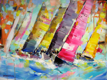 Painting titled "Sea regatta" by Vladimir Lutsevich, Original Artwork, Acrylic