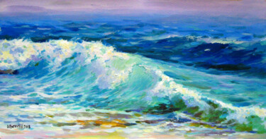 Painting titled "Sea wave in Crimea" by Vladimir Lutsevich, Original Artwork, Acrylic