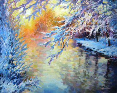 Painting titled "Winter landscape" by Vladimir Lutsevich, Original Artwork, Oil