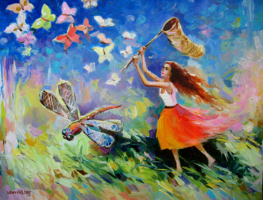 Pittura intitolato "Summer hunting for…" da Vladimir Lutsevich, Opera d'arte originale, Olio