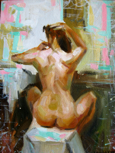 Malarstwo zatytułowany „Nude model-1” autorstwa Vladimir Lutsevich, Oryginalna praca, Olej