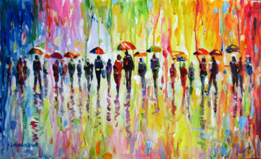 Pittura intitolato "Autumn rain in the…" da Vladimir Lutsevich, Opera d'arte originale, Acrilico