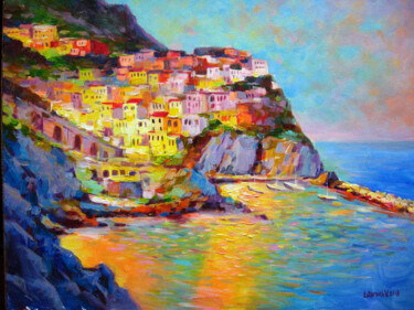 Malerei mit dem Titel "Cinque Terre" von Vladimir Lutsevich, Original-Kunstwerk, Acryl