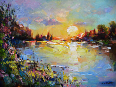 Painting titled "Evening sketch" by Vladimir Lutsevich, Original Artwork, Oil