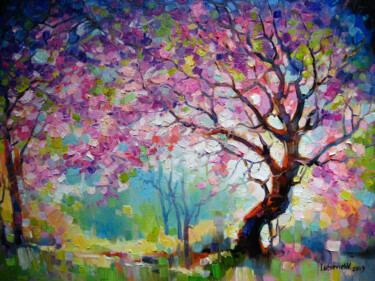 Painting titled "Spring forest" by Vladimir Lutsevich, Original Artwork, Oil