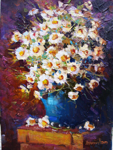 Painting titled "Bouquet of daisies" by Vladimir Lutsevich, Original Artwork, Oil