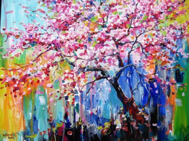 Painting titled "Cherry blossom" by Vladimir Lutsevich, Original Artwork, Acrylic