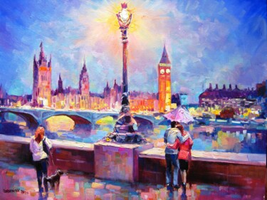 Painting titled "LONDON IN THE EVENI…" by Vladimir Lutsevich, Original Artwork, Oil